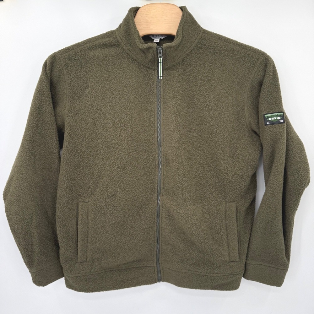 Orvis Fleece Jacket Mens Large Olive Green Classic Collection Full Zip 1716801